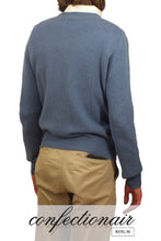 Laden Sie das Bild in den Galerie-Viewer, 100% Kaschmir Pullover Herren stahlblau +Farben "Made in Italy" Cashmere - Confectionair Berlin
