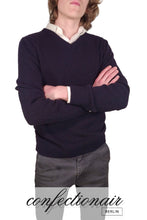 Laden Sie das Bild in den Galerie-Viewer, 100% Kaschmir Pullover Herren stahlblau +Farben "Made in Italy" Cashmere - Confectionair Berlin