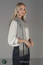 Laden Sie das Bild in den Galerie-Viewer, Winter 30% Kaschmir Schal Damen z.B. schwarz/hellgrau * Confectionair (92)
