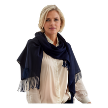 Laden Sie das Bild in den Galerie-Viewer, 23 (dunkelblau) 30% Kaschmir Damen Schal Stola Herbst Winter 185x65 Fransen Kaschmirschal Pashmina Wollschal Damenschal (Copy)
