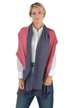 Laden Sie das Bild in den Galerie-Viewer, 71 (Koralle / Grau) 30% Kaschmir Damen Schal Stola Herbst Winter 185x65 Fransen Kaschmirschal Pashmina Wollschal Damenschal (Copy)
