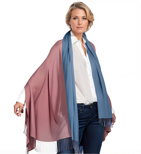 74 (Pfirsich / hellblau) 30% Kaschmir Damen Schal Stola Herbst Winter 185x65 Fransen Kaschmirschal Pashmina Wollschal Damenschal (Copy)