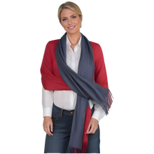 Laden Sie das Bild in den Galerie-Viewer, 77 (Feinrot / Grau) 30% Kaschmir Damen Schal Stola Herbst Winter 185x65 Fransen Kaschmirschal Pashmina Wollschal Damenschal (Copy)
