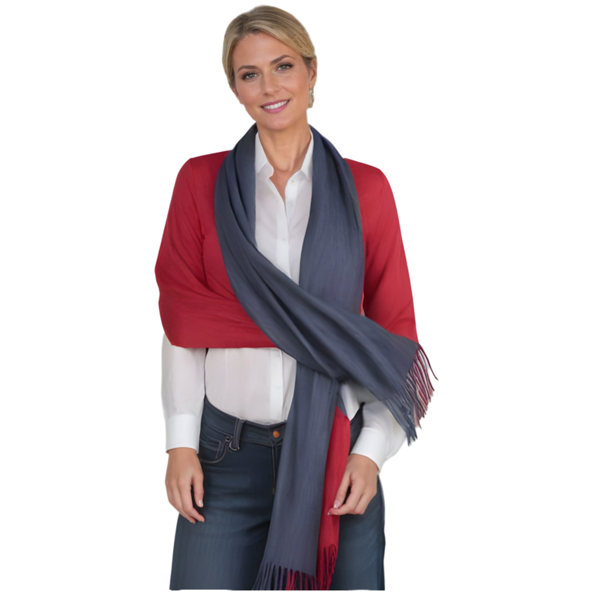 77 (Feinrot / Grau) 30% Kaschmir Damen Schal Stola Herbst Winter 185x65 Fransen Kaschmirschal Pashmina Wollschal Damenschal (Copy)