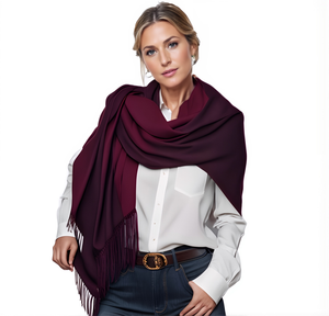 80 (Burgund / Bordeaux) 30% Kaschmir Damen Schal Stola Herbst Winter 185x65 Fransen Kaschmirschal Pashmina Wollschal Damenschal (Copy)