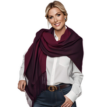 Laden Sie das Bild in den Galerie-Viewer, (schwarz / hellgrau) 30% Kaschmir Damen Schal Stola Herbst Winter 185x65 Fransen Kaschmirschal Pashmina Wollschal Damenschal
