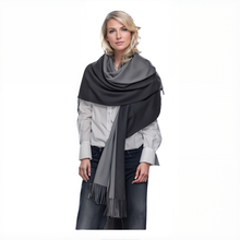 Laden Sie das Bild in den Galerie-Viewer, 81 (dunkelgrau / hellgrau) 30% Kaschmir Damen Schal Stola Herbst Winter 185x65 Fransen Kaschmirschal Pashmina Wollschal Damenschal (Kopie) (Copy)
