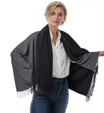 Laden Sie das Bild in den Galerie-Viewer, 87 (schwarz / grau) 30% Kaschmir Damen Schal Stola Herbst Winter 185x65 Fransen Kaschmirschal Pashmina Wollschal Damenschal (Copy)

