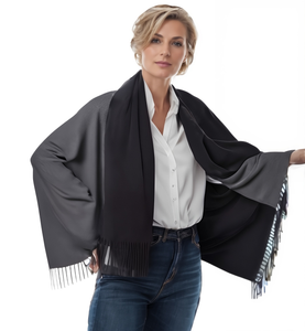 87 (schwarz / grau) 30% Kaschmir Damen Schal Stola Herbst Winter 185x65 Fransen Kaschmirschal Pashmina Wollschal Damenschal (Copy)