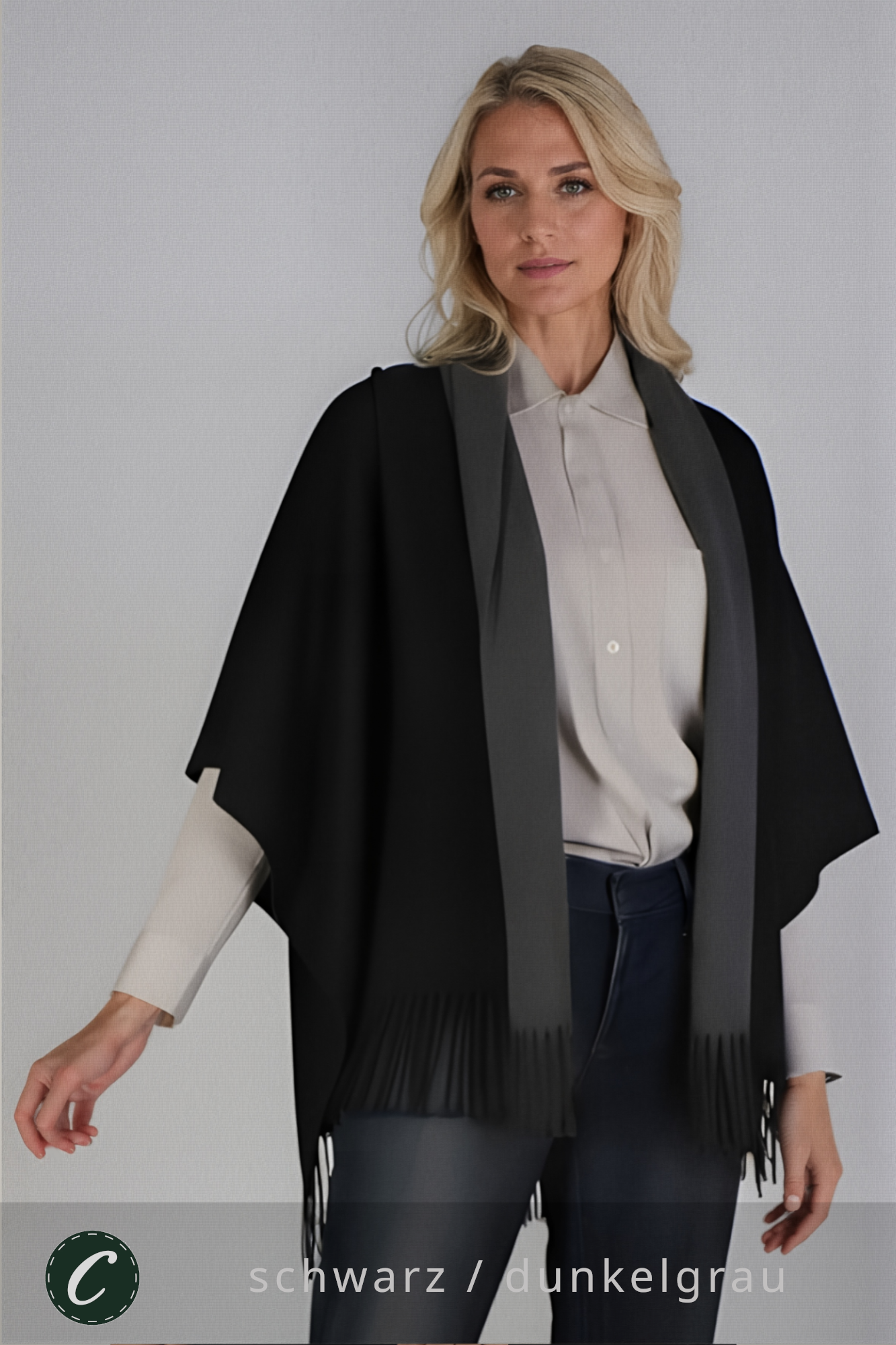 Winter 30% Kaschmir Schal Damen z.B. schwarz/dunkelgrau * Confectionair (87)