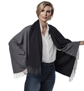 (weiss) 30% Kaschmir Damen Schal Stola Herbst Winter 185x65 Fransen Kaschmirschal Pashmina Wollschal Damenschal