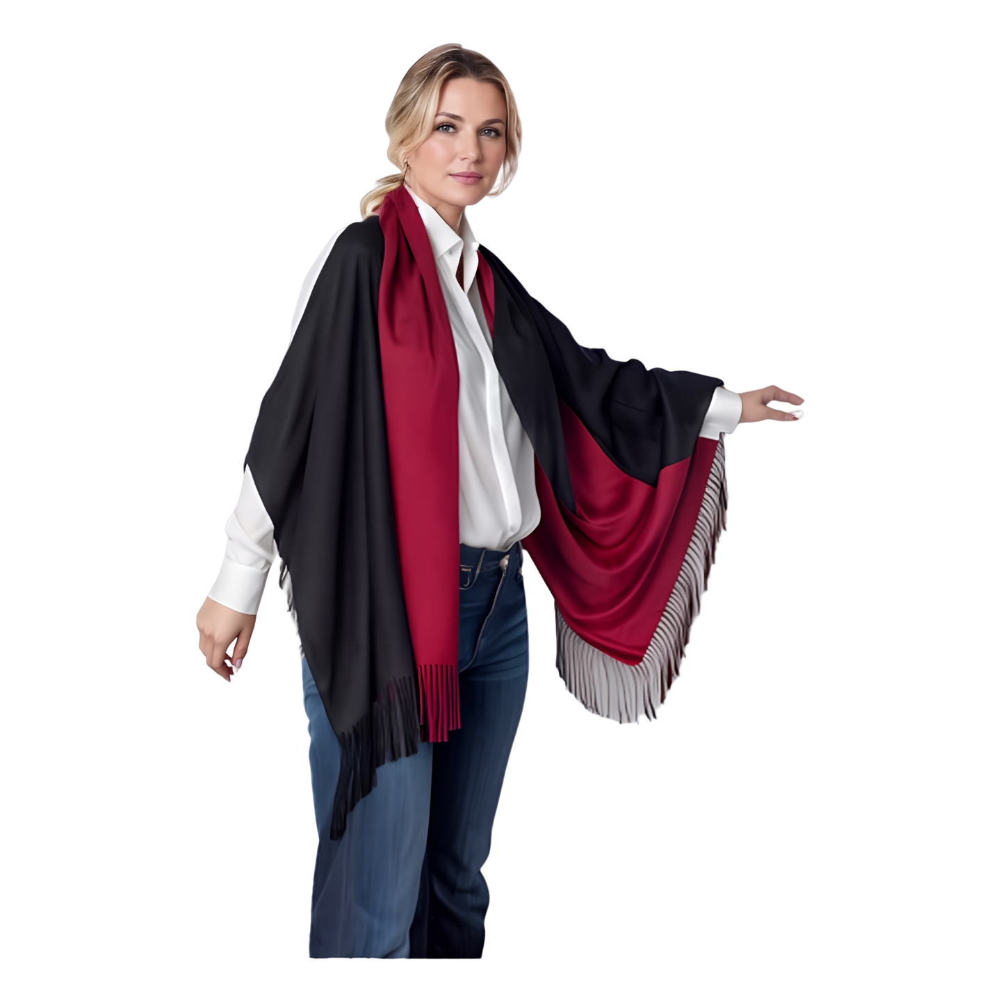 88 (schwarz / rot) 30% Kaschmir Damen Schal Stola Herbst Winter 185x65 Fransen Kaschmirschal Pashmina Wollschal Damenschal (Copy)