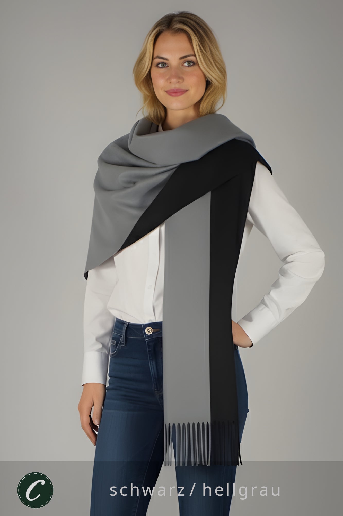 Winter 30% Kaschmir Schal Damen z.B. schwarz/hellgrau * Confectionair (92)