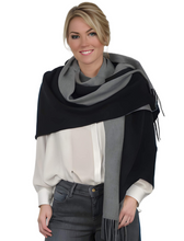 Laden Sie das Bild in den Galerie-Viewer, (dunkelblau) 30% Kaschmir Damen Schal Stola Herbst Winter 185x65 Fransen Kaschmirschal Pashmina Wollschal Damenschal
