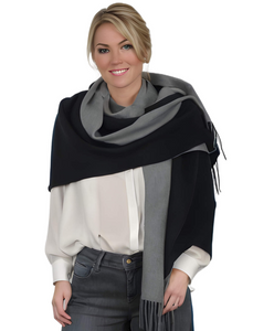 (weiss) 30% Kaschmir Damen Schal Stola Herbst Winter 185x65 Fransen Kaschmirschal Pashmina Wollschal Damenschal