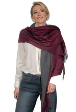 Laden Sie das Bild in den Galerie-Viewer, (dunkelblau) 30% Kaschmir Damen Schal Stola Herbst Winter 185x65 Fransen Kaschmirschal Pashmina Wollschal Damenschal
