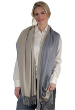 Laden Sie das Bild in den Galerie-Viewer, (weiss) 30% Kaschmir Damen Schal Stola Herbst Winter 185x65 Fransen Kaschmirschal Pashmina Wollschal Damenschal
