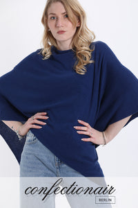 10% Kaschmir 35% Wolle Poncho Cape "Made in Italy" Blau Confectionair