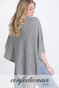 10% Kaschmir 35% Wolle Poncho Cape "Made in Italy" Grau Confectionair