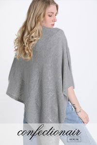 10% Kaschmir 35% Wolle Poncho Cape "Made in Italy" Blau Confectionair