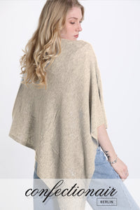 10% Kaschmir 35% Wolle Poncho Cape "Made in Italy" Grau Confectionair